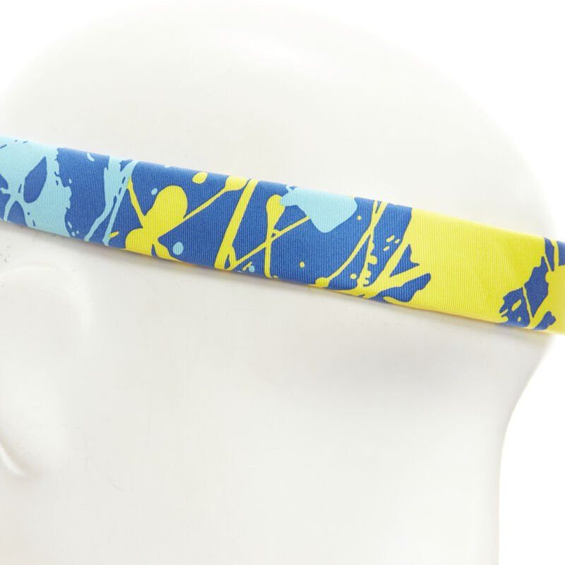 Hermes rare HERMES Bandeau Femme Mistinguette 100% silk blue yellow adjustable headband Size ONE SIZE - 7 Thumbnail