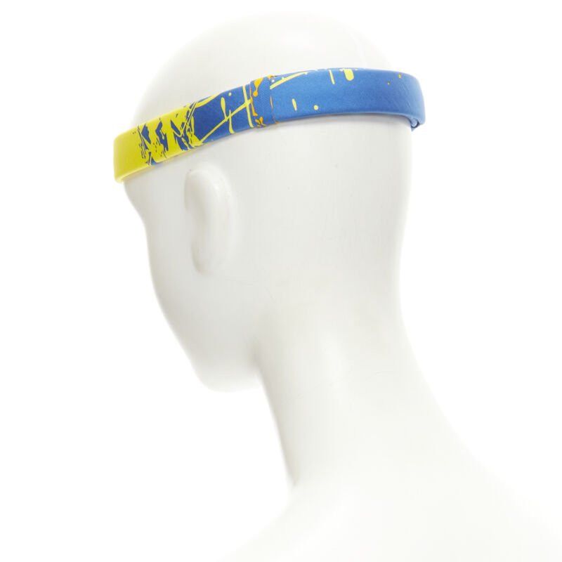Hermes rare HERMES Bandeau Femme Mistinguette 100% silk blue yellow adjustable headband Size ONE SIZE - 5 Thumbnail