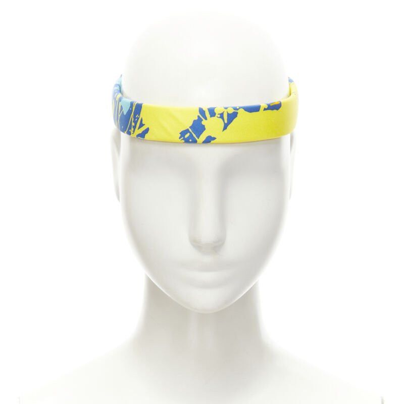Hermes rare HERMES Bandeau Femme Mistinguette 100% silk blue yellow adjustable headband Size ONE SIZE - 2 Thumbnail