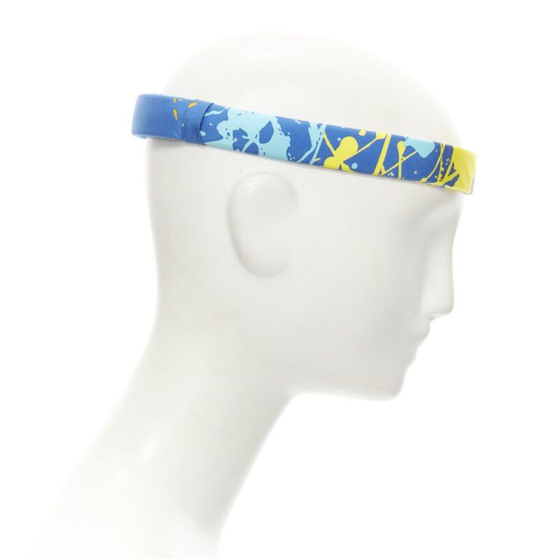 Hermes rare HERMES Bandeau Femme Mistinguette 100% silk blue yellow adjustable headband Size ONE SIZE - 3 Thumbnail