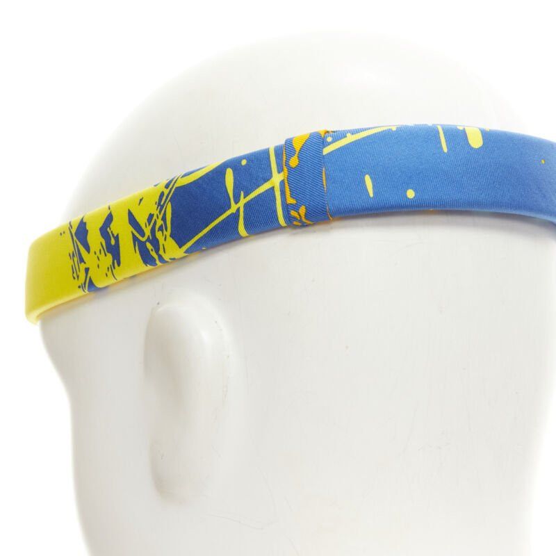 Hermes rare HERMES Bandeau Femme Mistinguette 100% silk blue yellow adjustable headband Size ONE SIZE - 6 Thumbnail