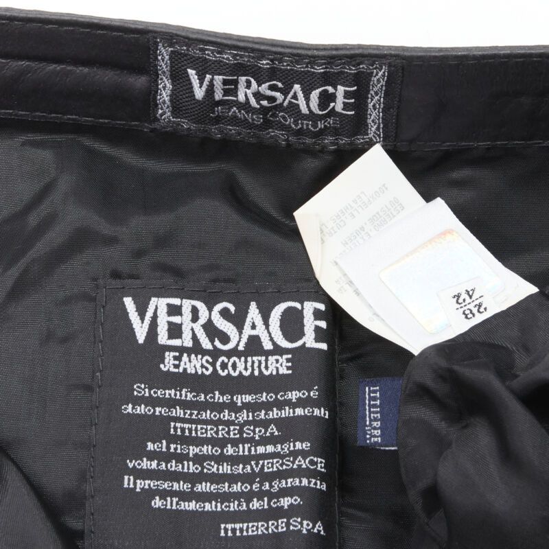 Versace Jeans Couture VERSACE JEAN COUTURE Vintage black leather Medusa zip contour mini skirt 28" Size 26" / US 2 / IT 38 - 8 Thumbnail