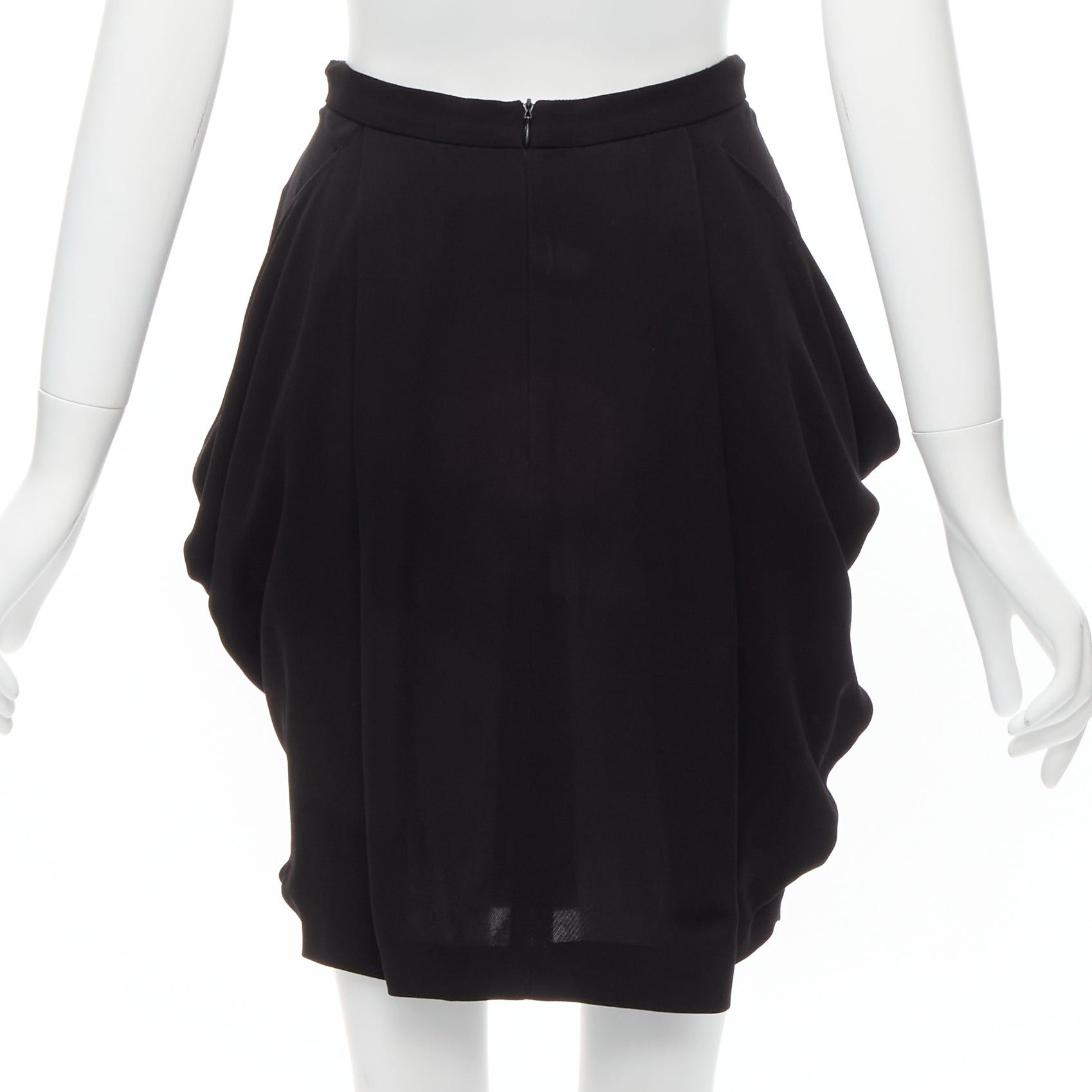Miu Miu MIU MIU black asymmetric draped high waisted mini tulip skirt IT38 XS Size 26" / US 2 / IT 38 - 6 Thumbnail