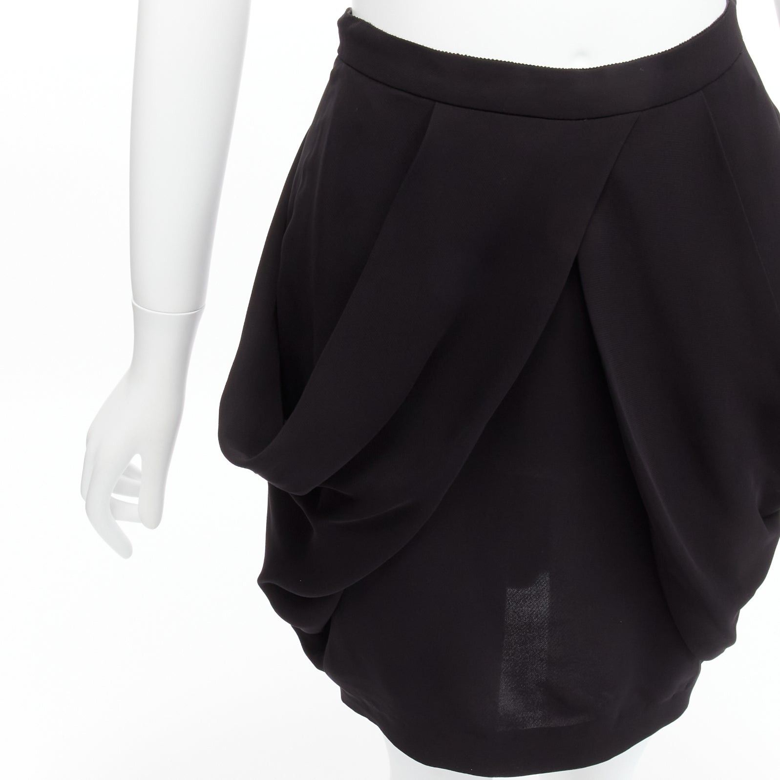 Miu Miu MIU MIU black asymmetric draped high waisted mini tulip skirt IT38 XS Size 26" / US 2 / IT 38 - 7 Thumbnail