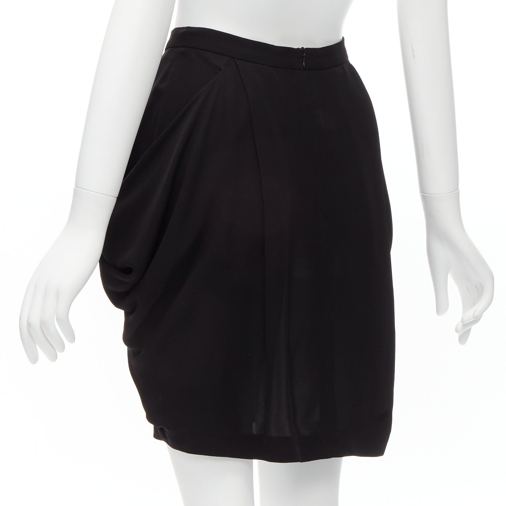 Miu Miu MIU MIU black asymmetric draped high waisted mini tulip skirt IT38 XS Size 26" / US 2 / IT 38 - 5 Thumbnail