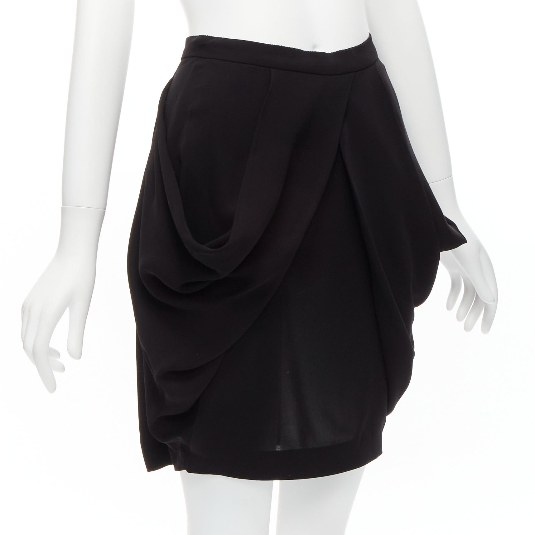 Miu Miu MIU MIU black asymmetric draped high waisted mini tulip skirt IT38 XS Size 26" / US 2 / IT 38 - 3 Thumbnail