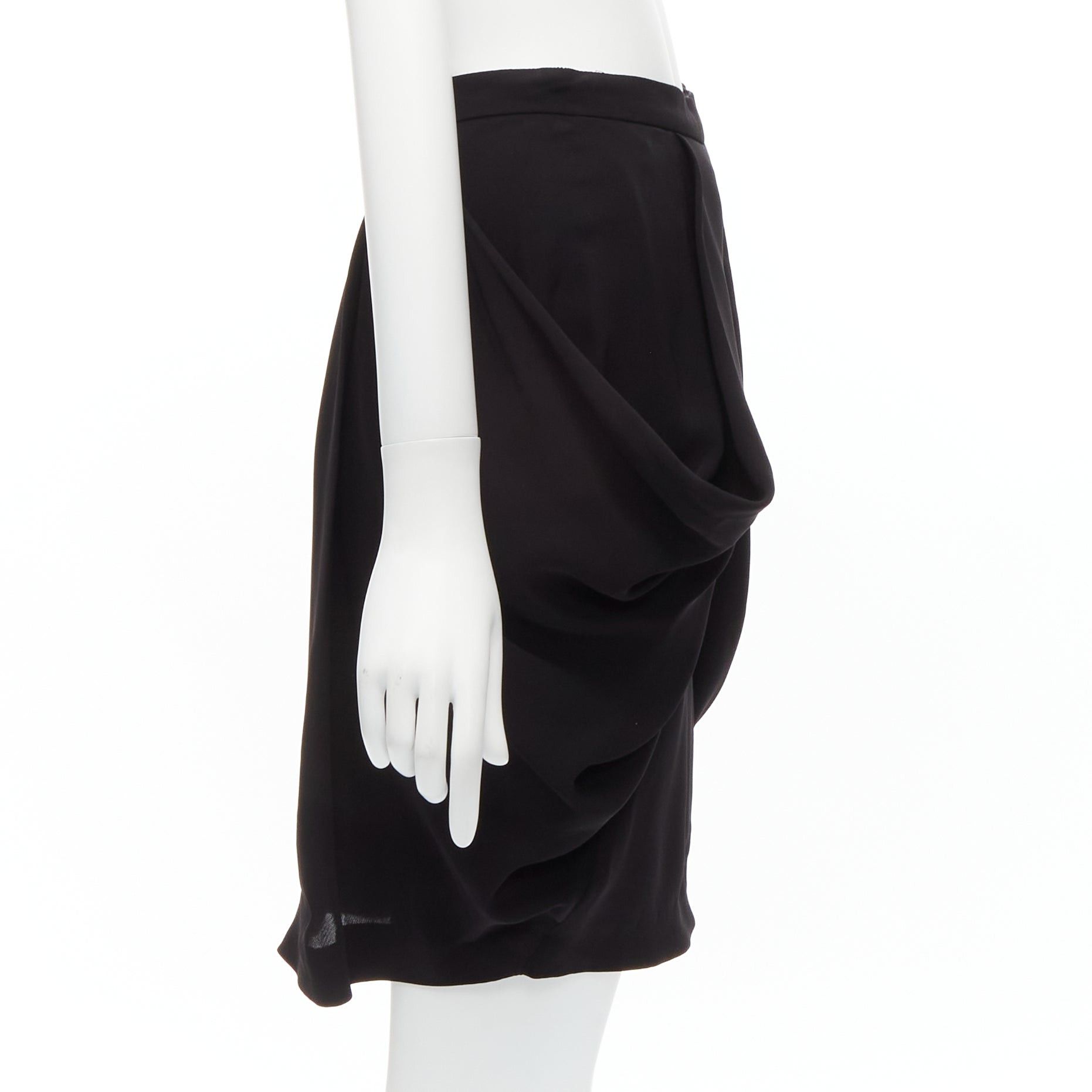 Miu Miu MIU MIU black asymmetric draped high waisted mini tulip skirt IT38 XS Size 26" / US 2 / IT 38 - 4 Thumbnail