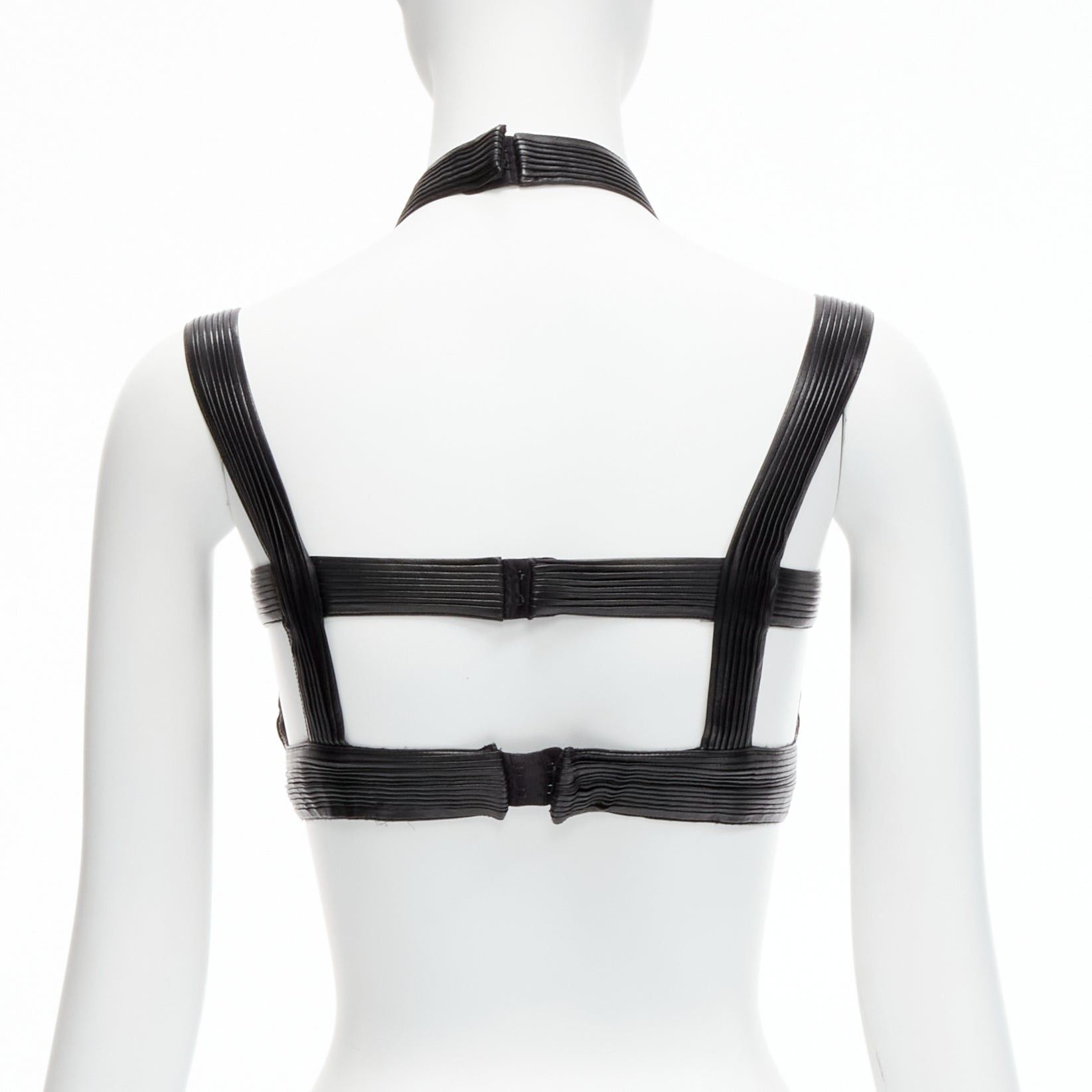 Givenchy rare GIVENCHY Riccardo Tisci 2014 Runway black leather pleated halter harness bra top Size S / US 4 / IT 40 - 5 Thumbnail