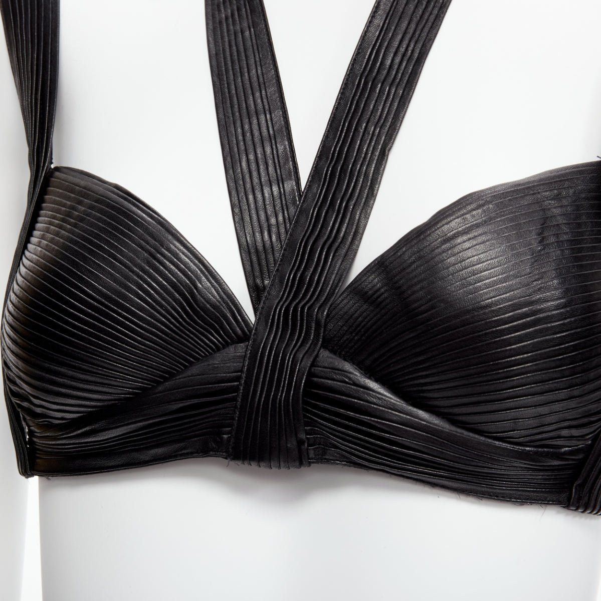 Givenchy rare GIVENCHY Riccardo Tisci 2014 Runway black leather pleated halter harness bra top Size S / US 4 / IT 40 - 7 Thumbnail