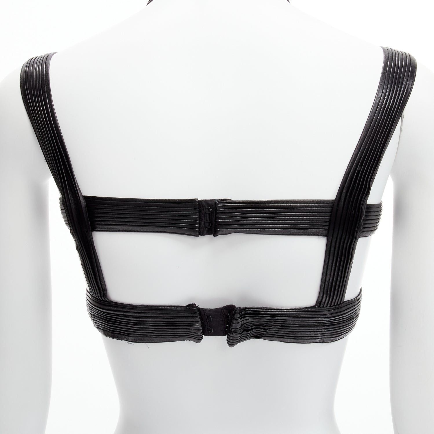 Givenchy rare GIVENCHY Riccardo Tisci 2014 Runway black leather pleated halter harness bra top Size S / US 4 / IT 40 - 8 Thumbnail