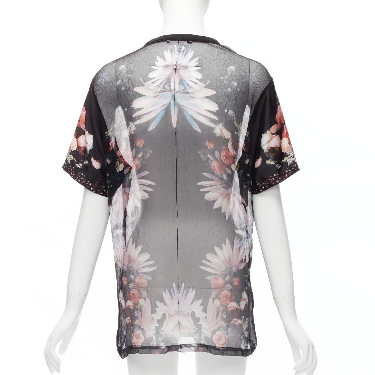 Givenchy GIVENCHY RICCARDO TISCI red black floral sheer romantic goth tshirt FR34 XS Size XS / US 0-2 / IT 36-38 - 5 Thumbnail