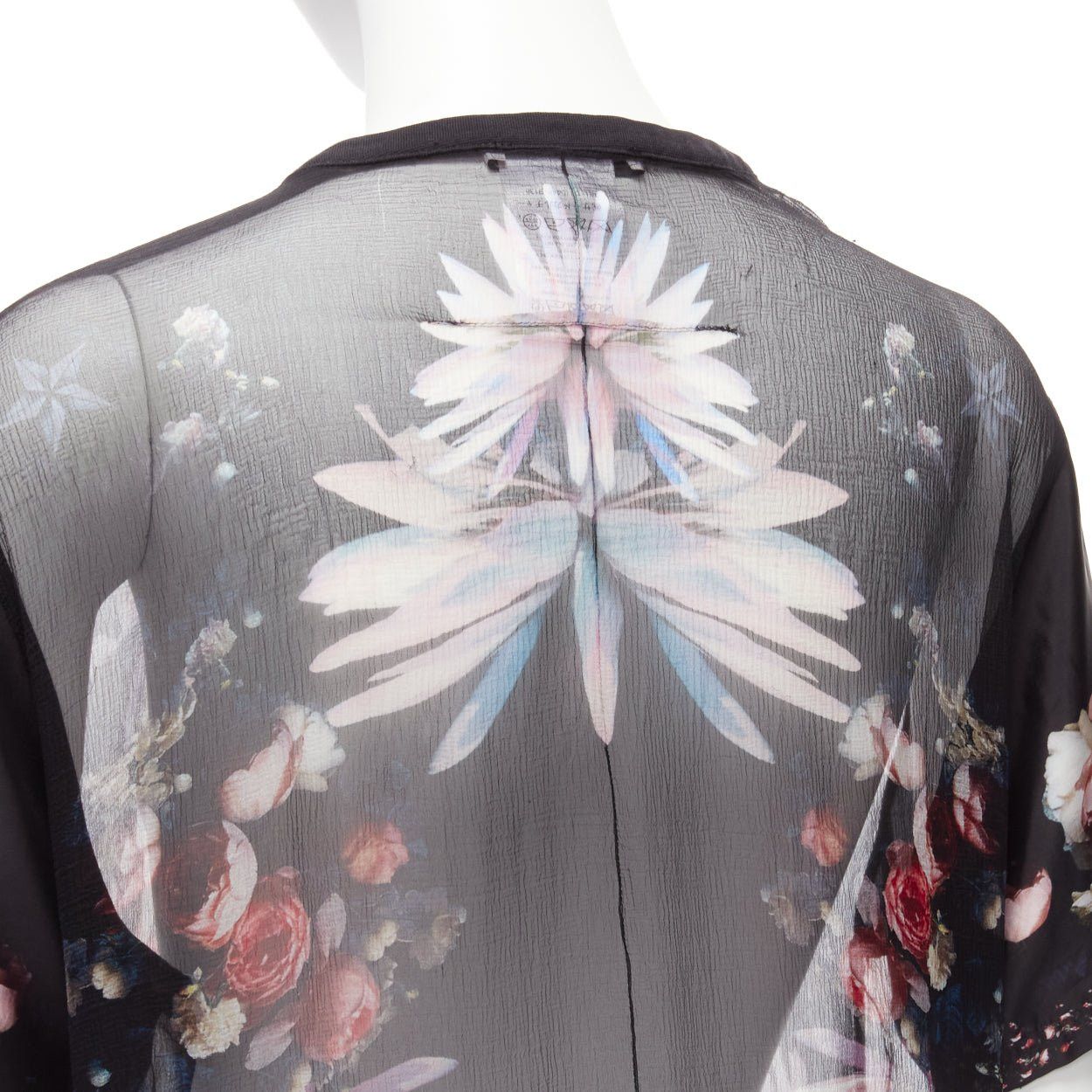 Givenchy GIVENCHY RICCARDO TISCI red black floral sheer romantic goth tshirt FR34 XS Size XS / US 0-2 / IT 36-38 - 2 Thumbnail