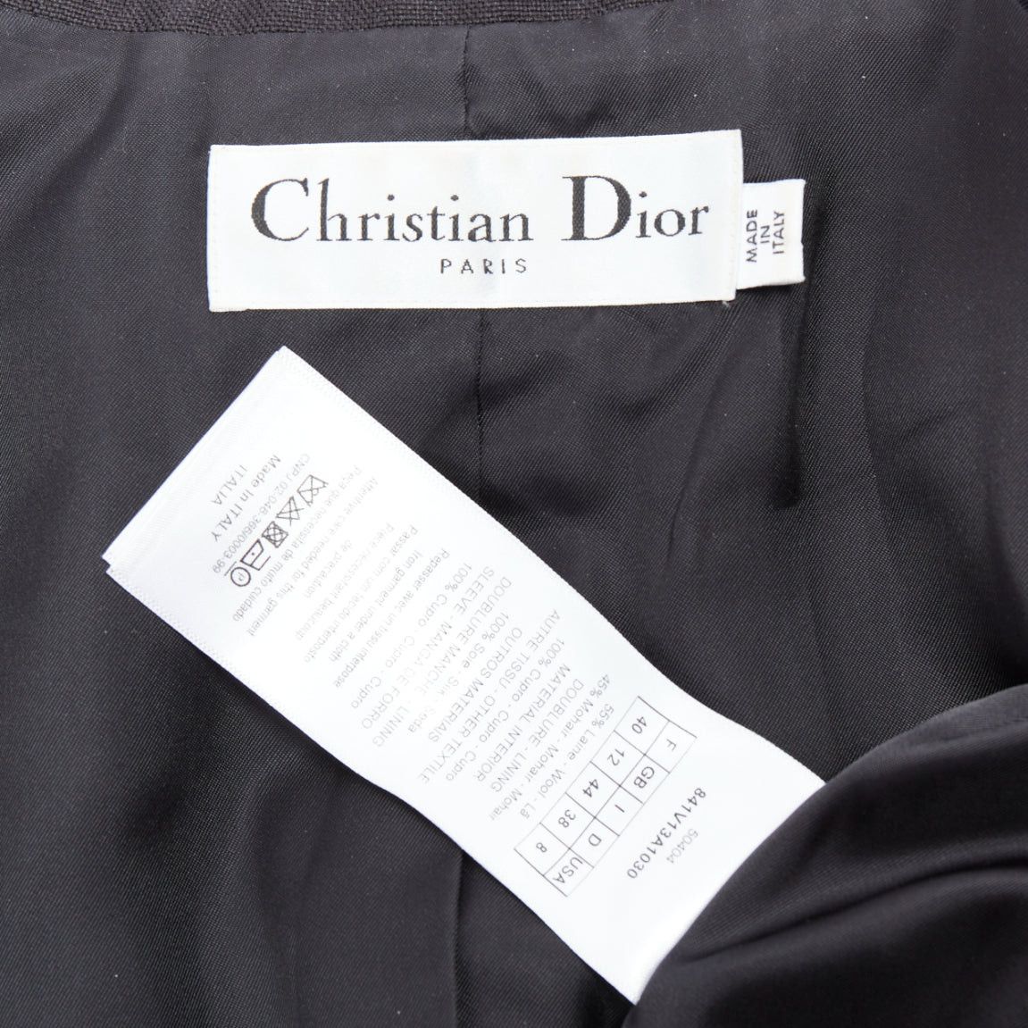 Dior CHRISTIAN DIOR black wool mohair boxy peak collar tux jacket FR40 L Size M / US 6-8 / IT 42-44 - 9 Thumbnail