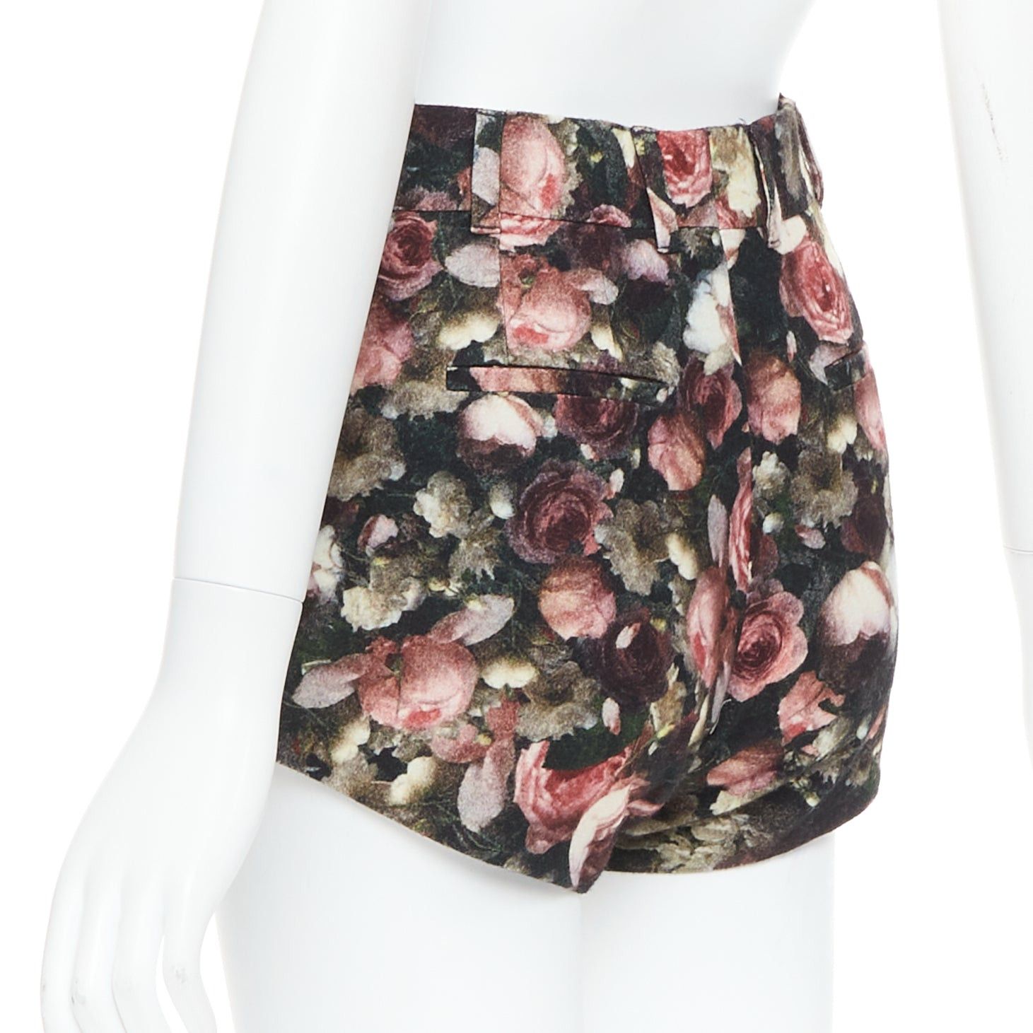 Givenchy GIVENCHY Tisci 2013 black pink rose floral print high cut shorts Size 27" / US 4 / IT 40 - 6 Thumbnail