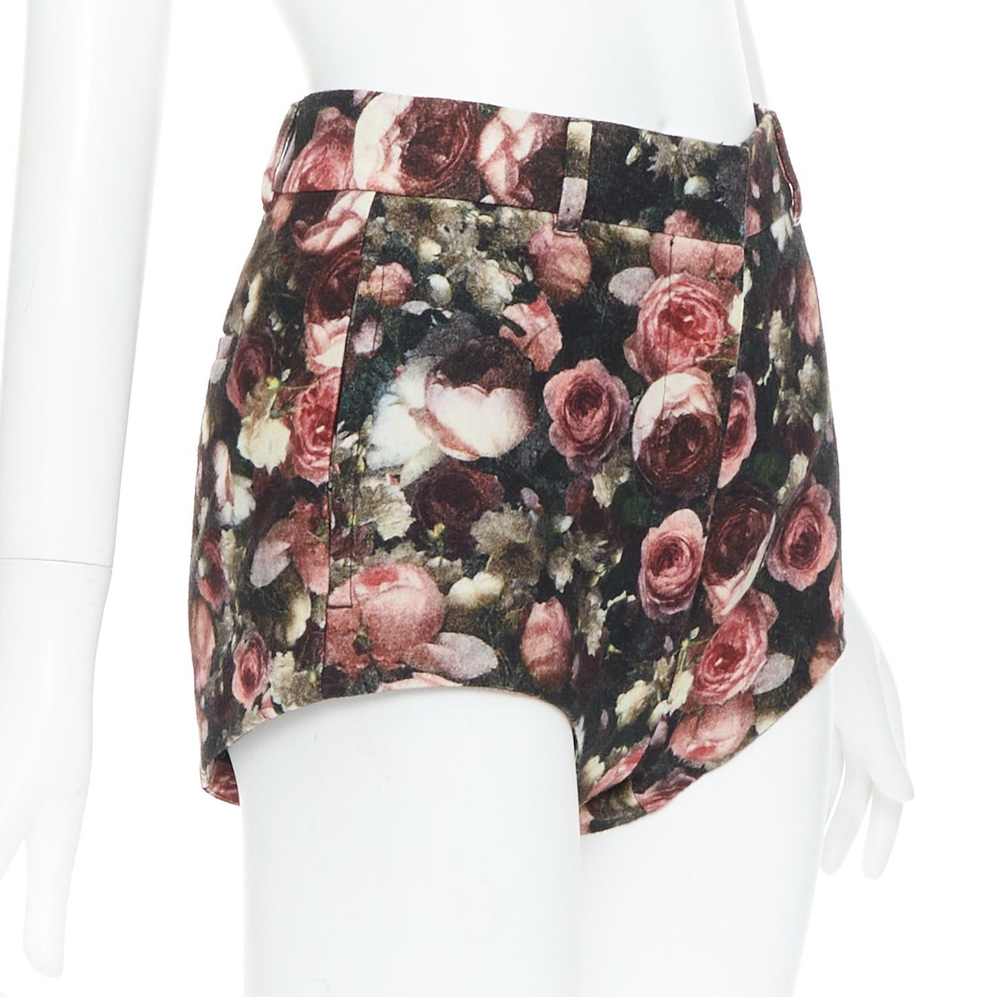 Givenchy GIVENCHY Tisci 2013 black pink rose floral print high cut shorts Size 27" / US 4 / IT 40 - 3 Thumbnail
