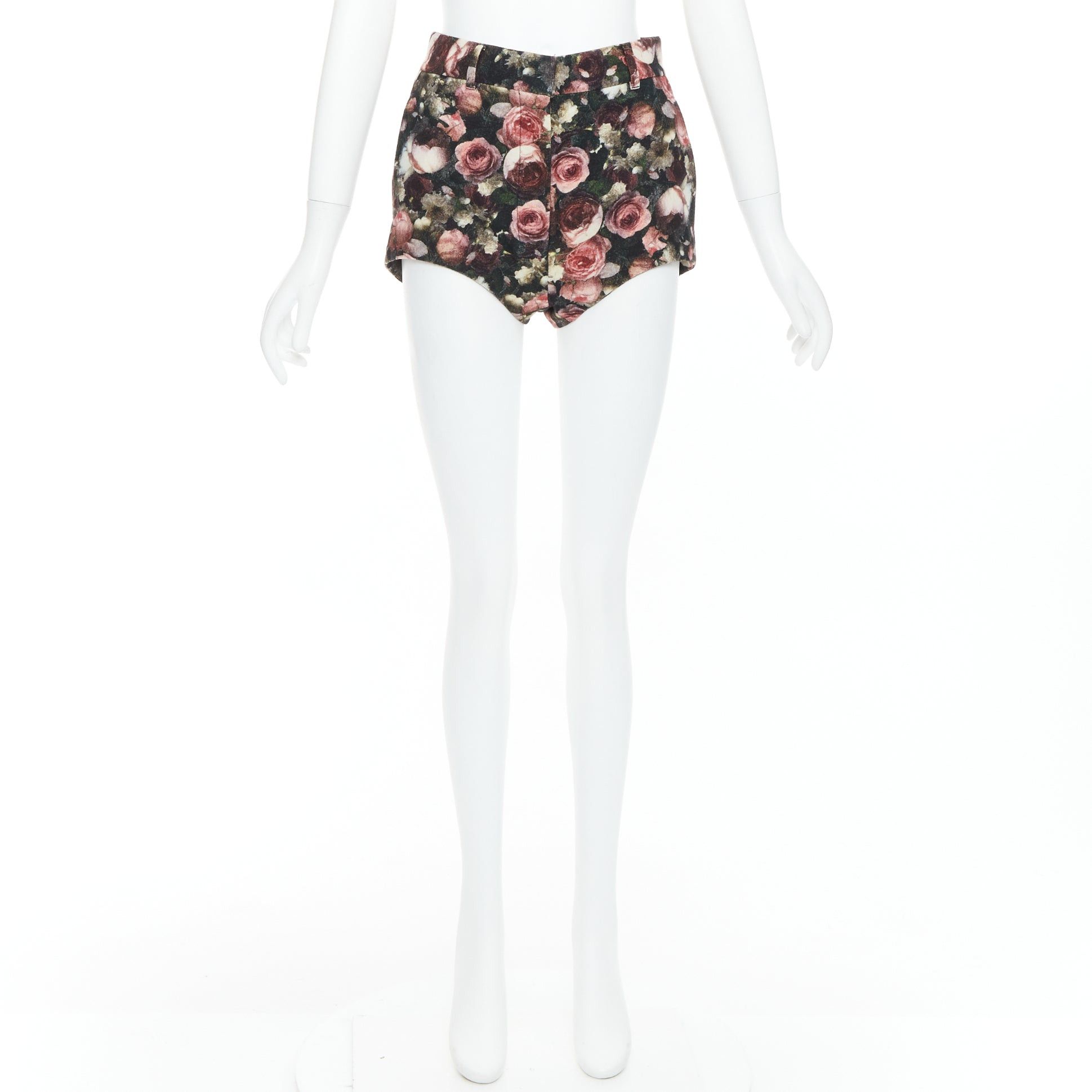 Givenchy GIVENCHY Tisci 2013 black pink rose floral print high cut shorts Size 27" / US 4 / IT 40 - 9 Thumbnail