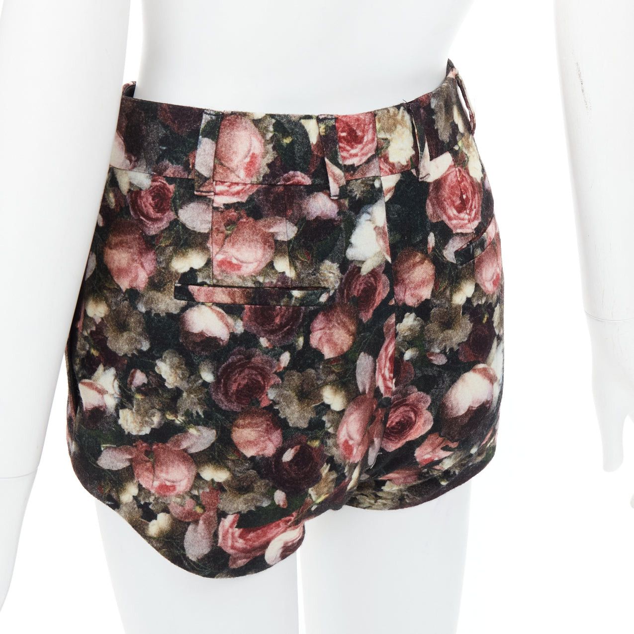 Givenchy GIVENCHY Tisci 2013 black pink rose floral print high cut shorts Size 27" / US 4 / IT 40 - 2 Thumbnail