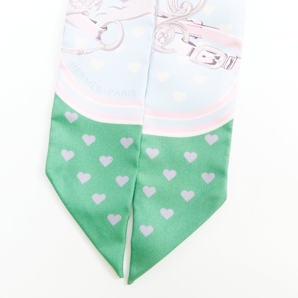 Hermes HERMES Silk Brides De Gala Love Twilly Bleu Ciel Parme Vert silk scarf Size ONE SIZE - 2 Thumbnail