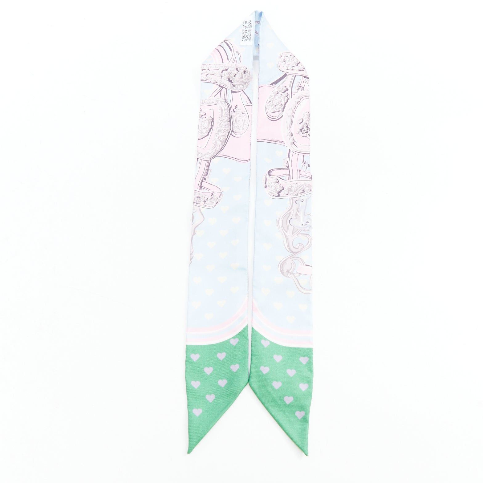 Hermes HERMES Silk Brides De Gala Love Twilly Bleu Ciel Parme Vert silk scarf Size ONE SIZE - 4 Thumbnail