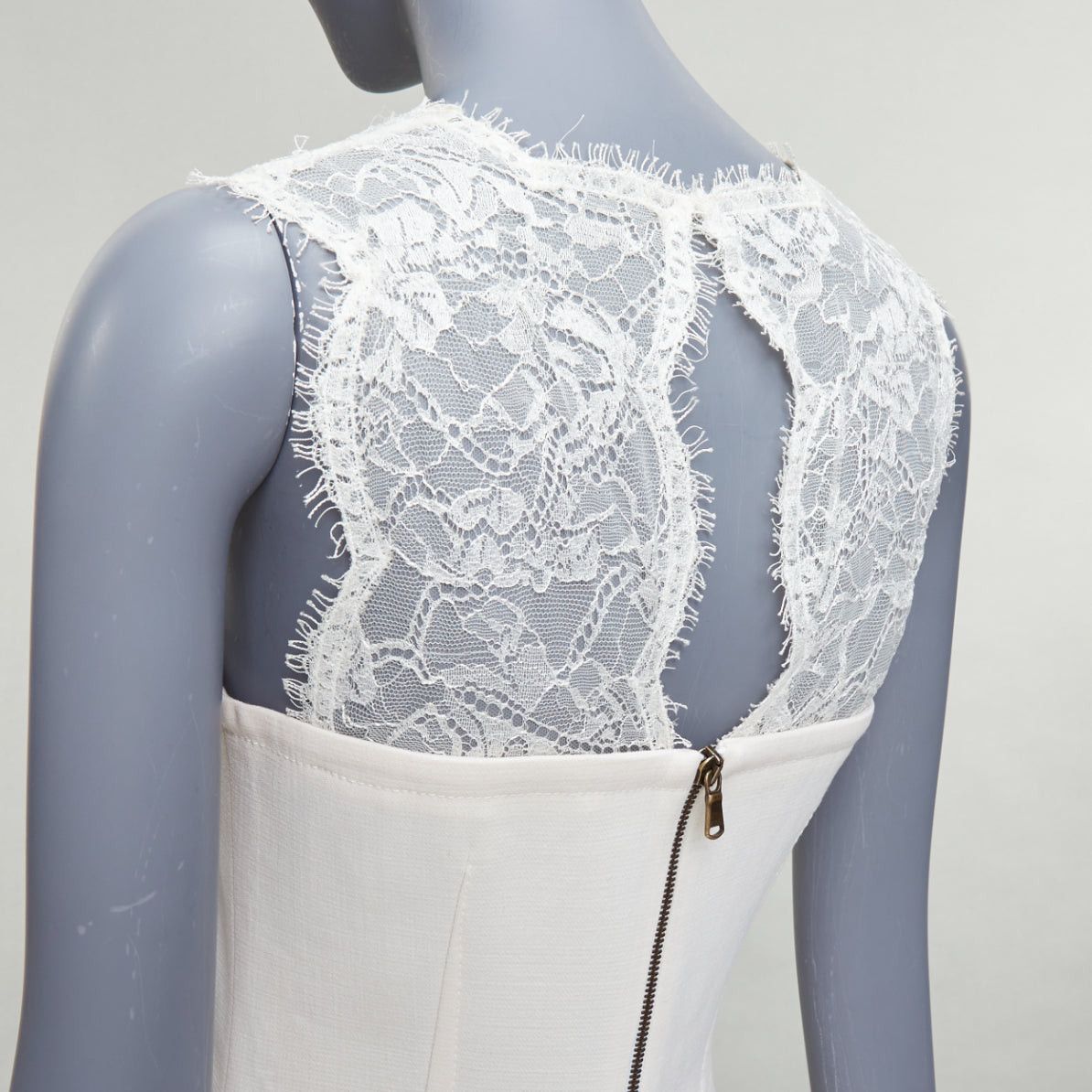 Emilio Pucci EMILIO PUCCI cream virgin wool blend lace collar cocktail dress IT40 S Size S / US 4 / IT 40 - 2 Thumbnail