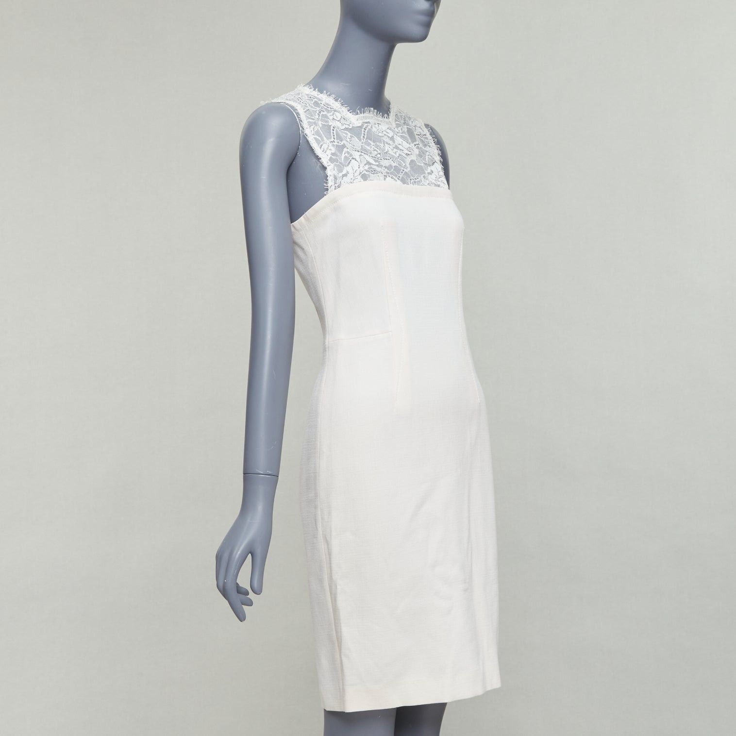Emilio Pucci EMILIO PUCCI cream virgin wool blend lace collar cocktail dress IT40 S Size S / US 4 / IT 40 - 3 Thumbnail