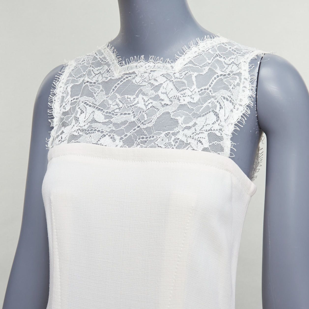Emilio Pucci EMILIO PUCCI cream virgin wool blend lace collar cocktail dress IT40 S Size S / US 4 / IT 40 - 7 Thumbnail