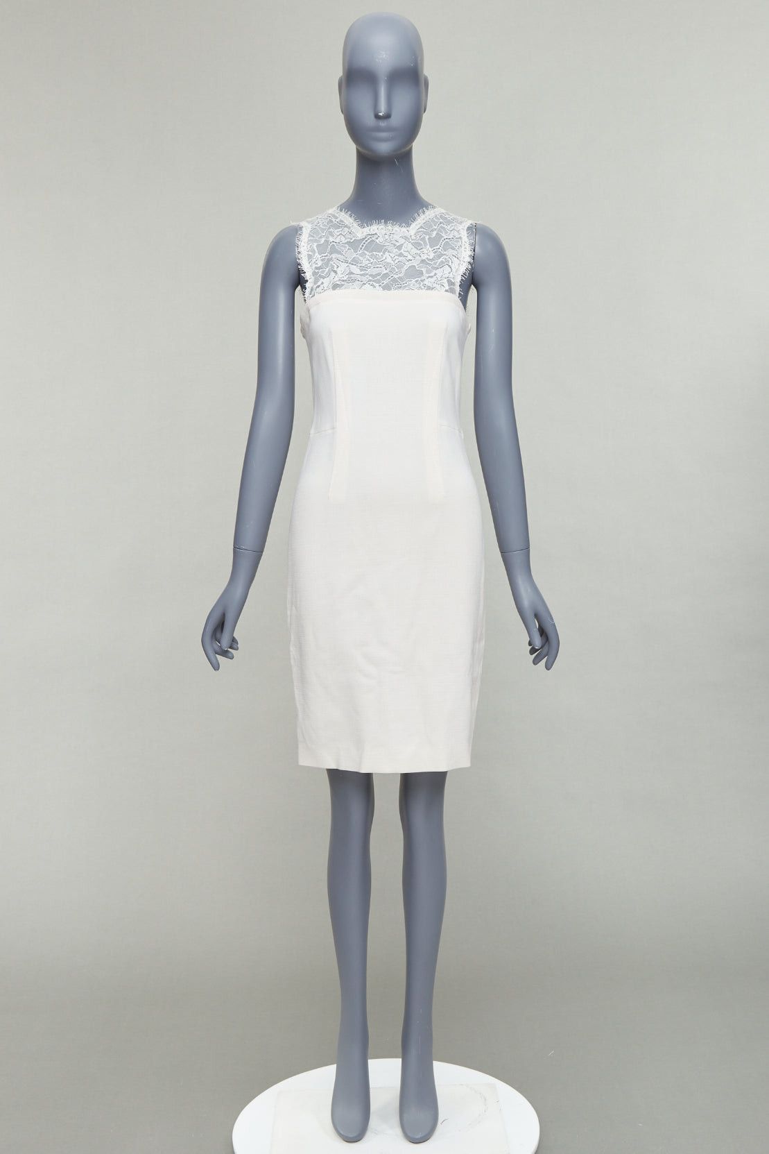 Emilio Pucci EMILIO PUCCI cream virgin wool blend lace collar cocktail dress IT40 S Size S / US 4 / IT 40 - 9 Thumbnail