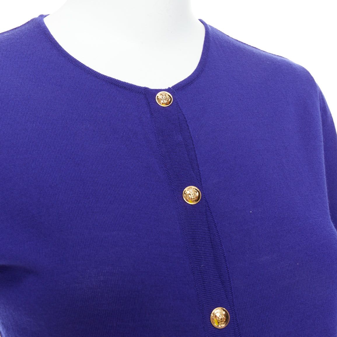 Emilio Pucci EMILIO PUCCI blue virgin wool floral lace back cardigan S Size S / US 4 / IT 40 - 2 Thumbnail