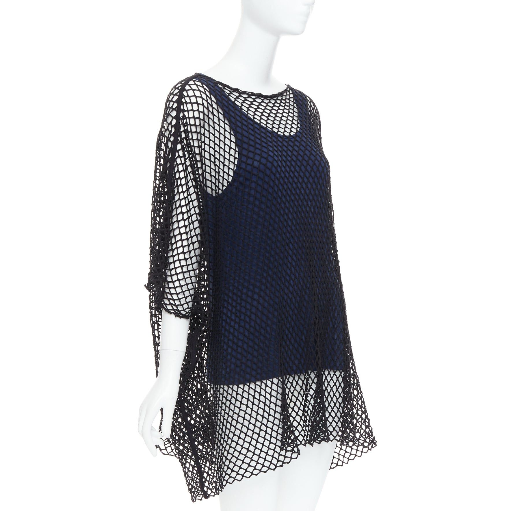 Maison Margiela MAISON MARGIELA MM6 black mesh net blue cupro blend layered tank top S Size S / US 4 / IT 40 - 3 Thumbnail