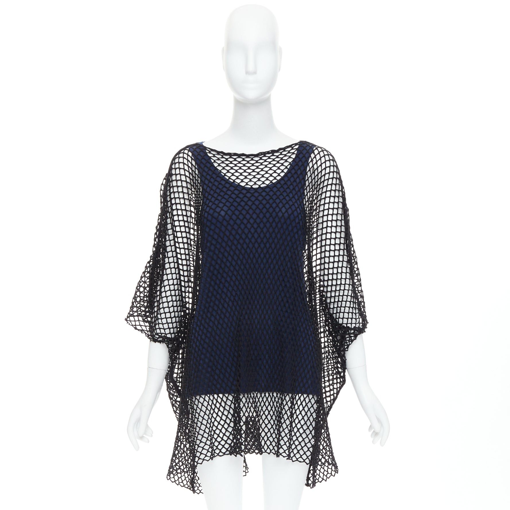 Maison Margiela MAISON MARGIELA MM6 black mesh net blue cupro blend layered tank top S Size S / US 4 / IT 40 - 9 Thumbnail