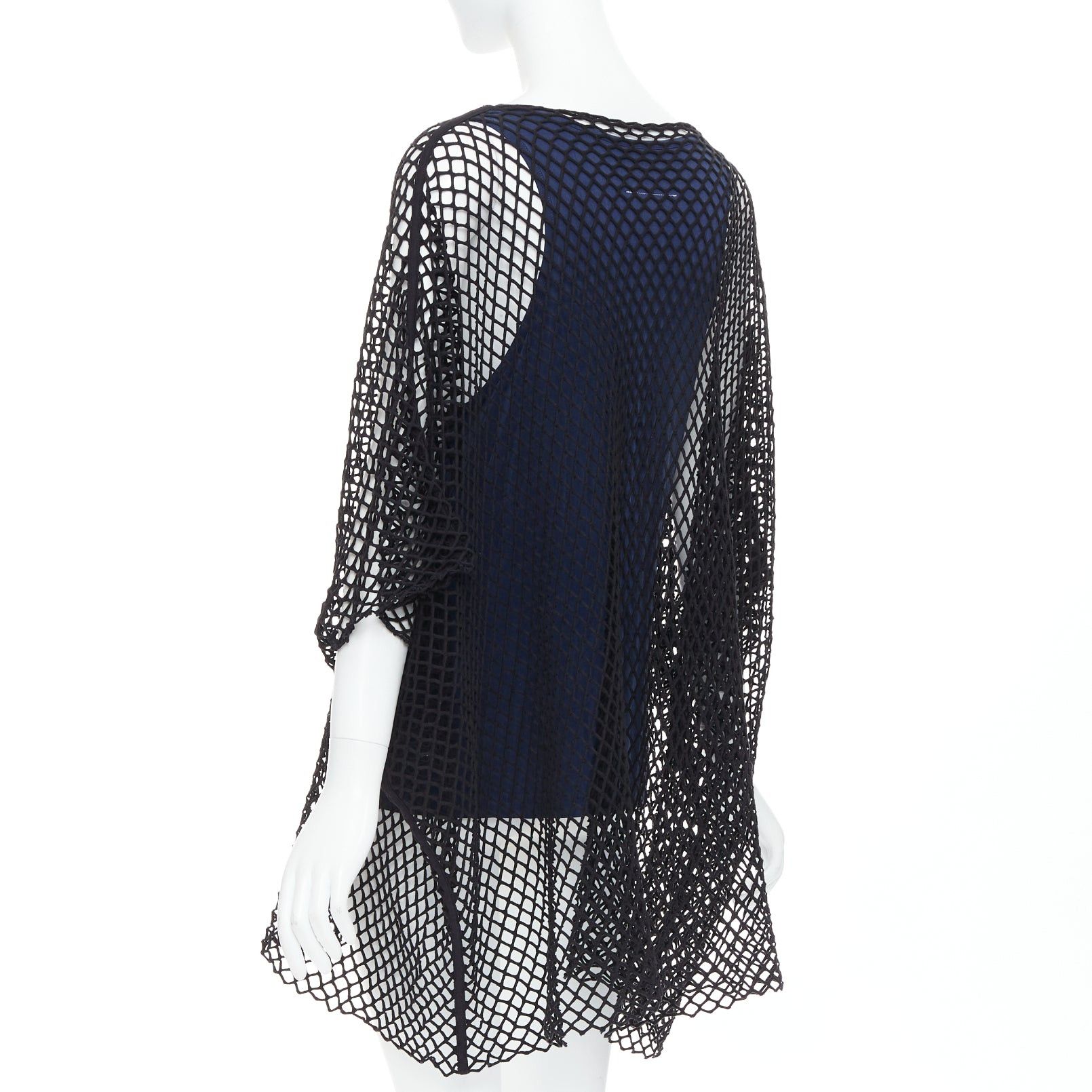 Maison Margiela MAISON MARGIELA MM6 black mesh net blue cupro blend layered tank top S Size S / US 4 / IT 40 - 6 Thumbnail