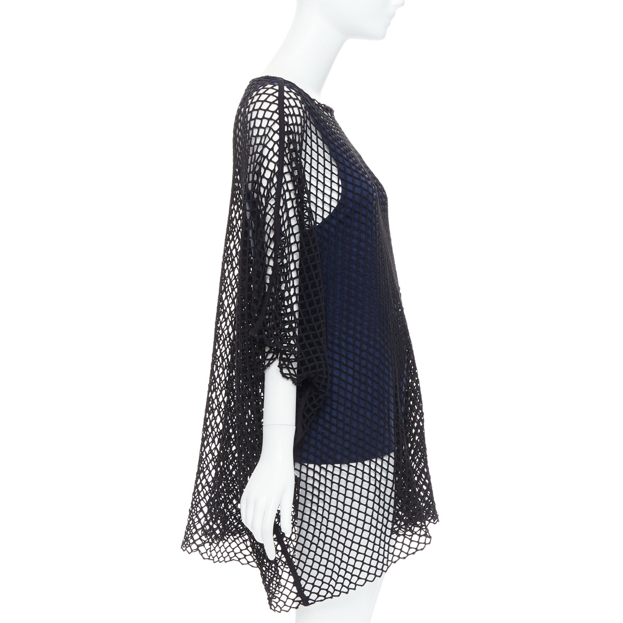 Maison Margiela MAISON MARGIELA MM6 black mesh net blue cupro blend layered tank top S Size S / US 4 / IT 40 - 4 Thumbnail