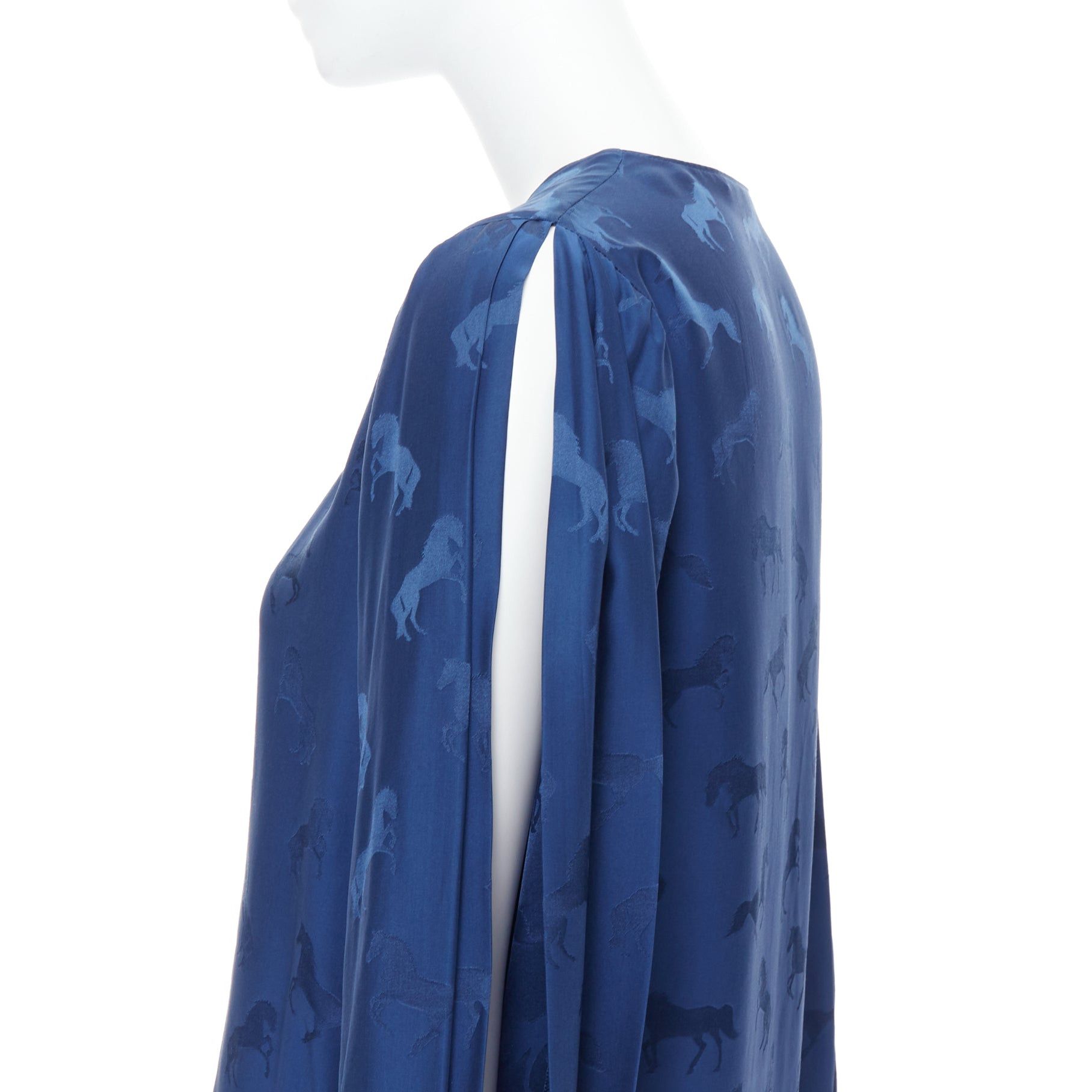 Stella McCartney STELLA MCCARTNEY 2019 navy viscose silk horse print keyhole shirt IT36 XXS Size XS / US 0-2 / IT 36-38 - 2 Thumbnail