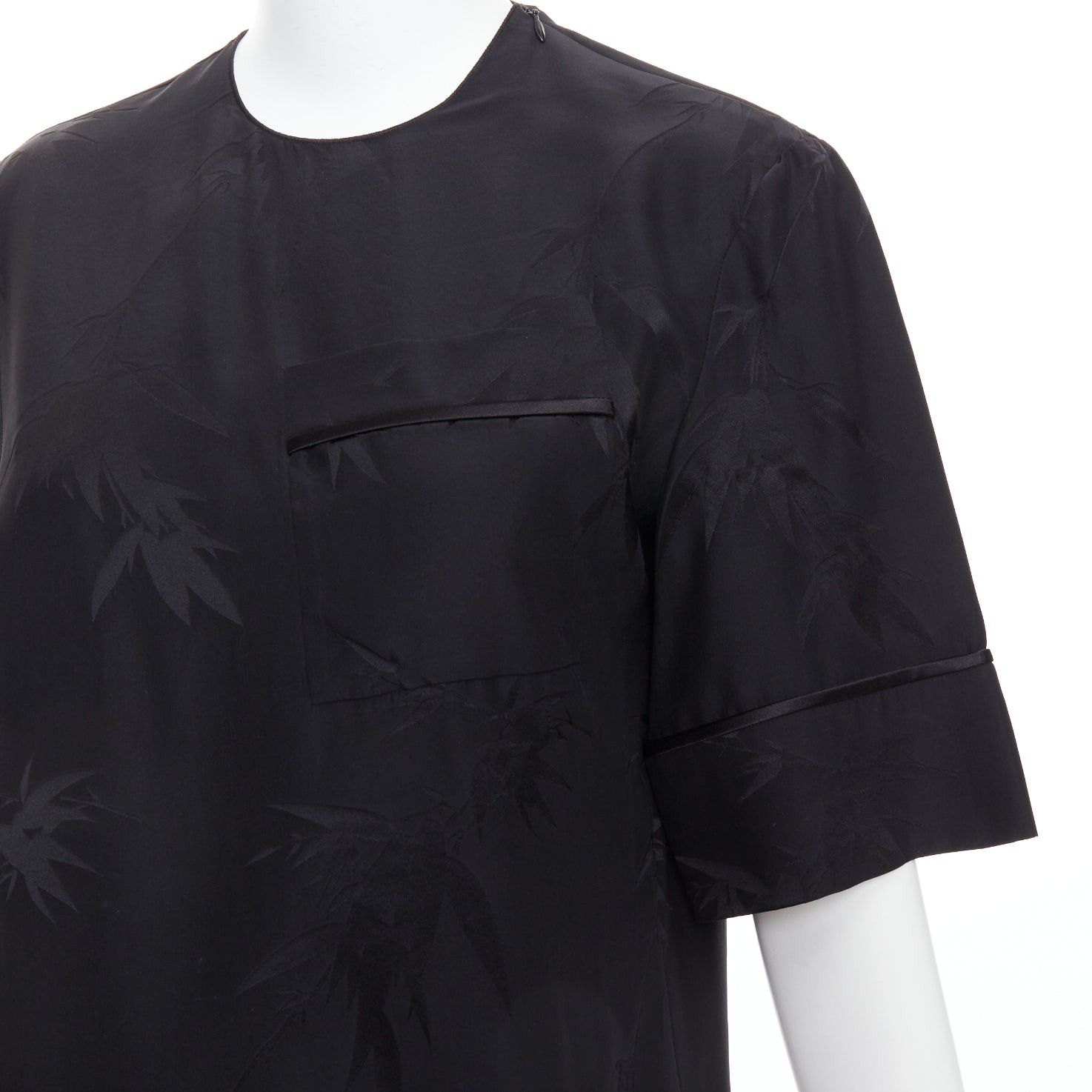 Other MS MIN 100% silk black bamboo brocade relaxed shirt pants set Size 26" / US 2 / IT 38 - 2 Thumbnail