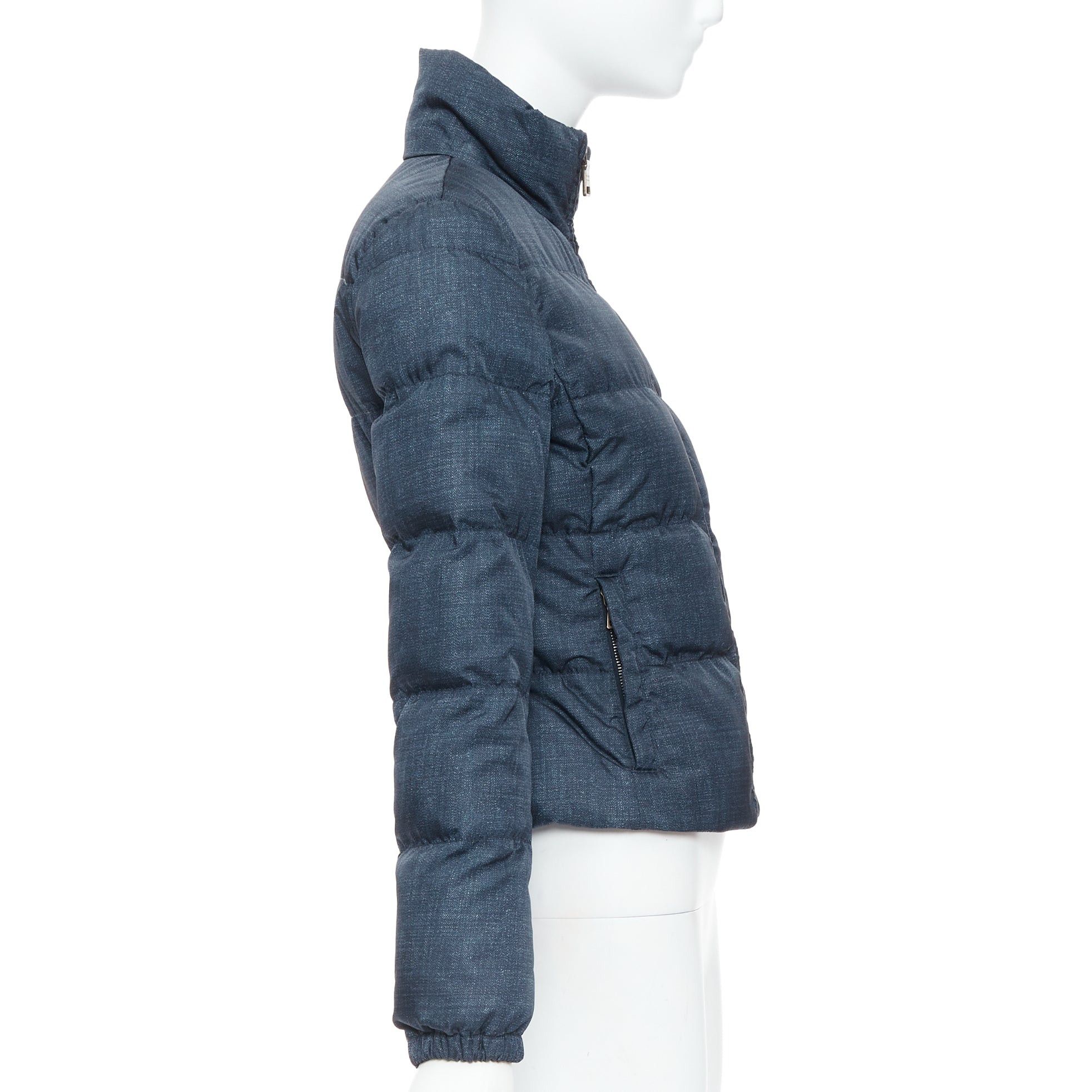 Prada PRADA 2011 navy denim fabric print triangle logo cropped puffer jacket IT38 XS Size XS / US 0-2 / IT 36-38 - 5 Thumbnail