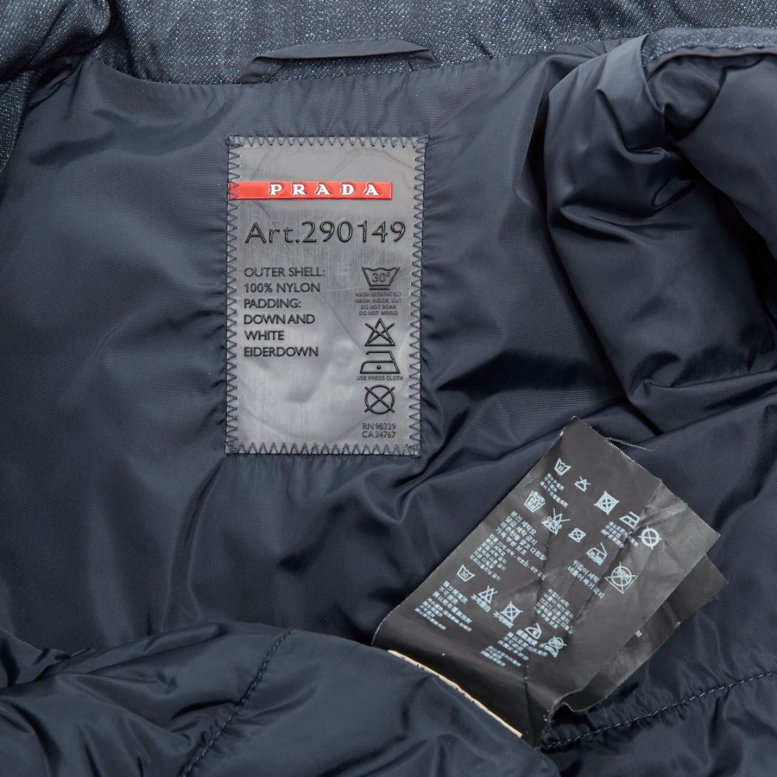 Prada PRADA 2011 navy denim fabric print triangle logo cropped puffer jacket IT38 XS Size XS / US 0-2 / IT 36-38 - 9 Thumbnail