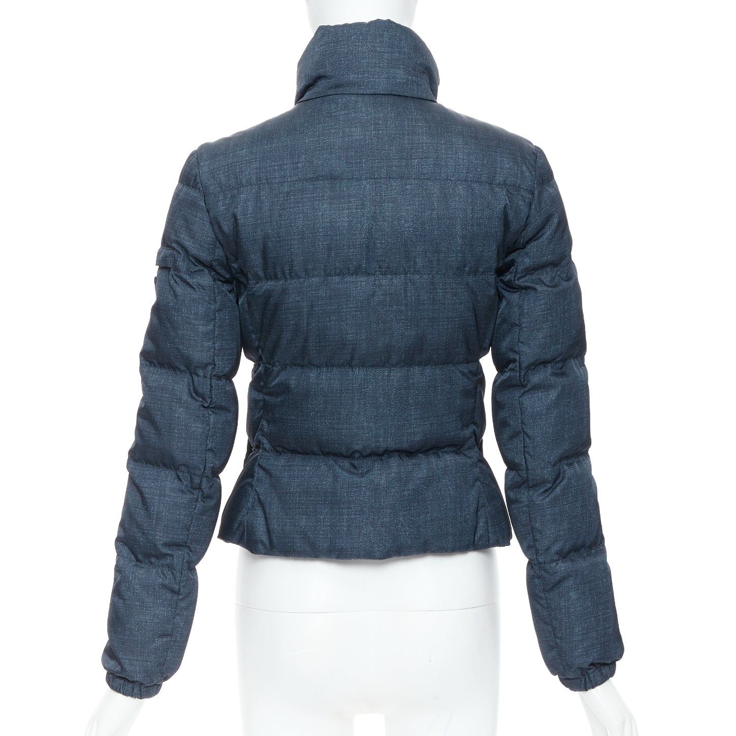 Prada PRADA 2011 navy denim fabric print triangle logo cropped puffer jacket IT38 XS Size XS / US 0-2 / IT 36-38 - 6 Thumbnail