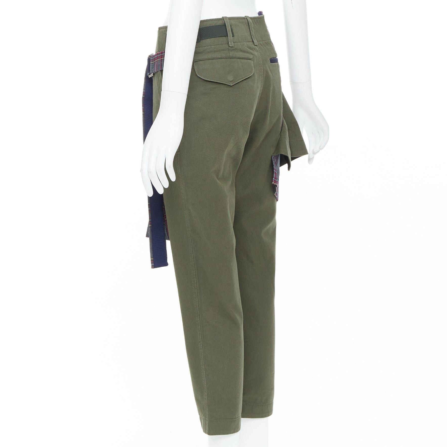Sacai SACAI 2018 khaki cotton deconstructed check wool kilt pants JP2 M Size 28" / US 6 / IT 42 - 6 Thumbnail