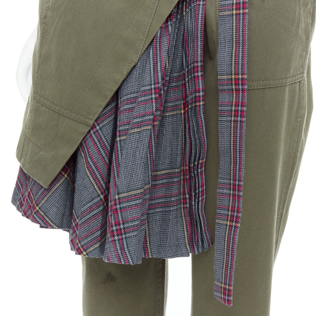 Sacai SACAI 2018 khaki cotton deconstructed check wool kilt pants JP2 M Size 28" / US 6 / IT 42 - 7 Thumbnail