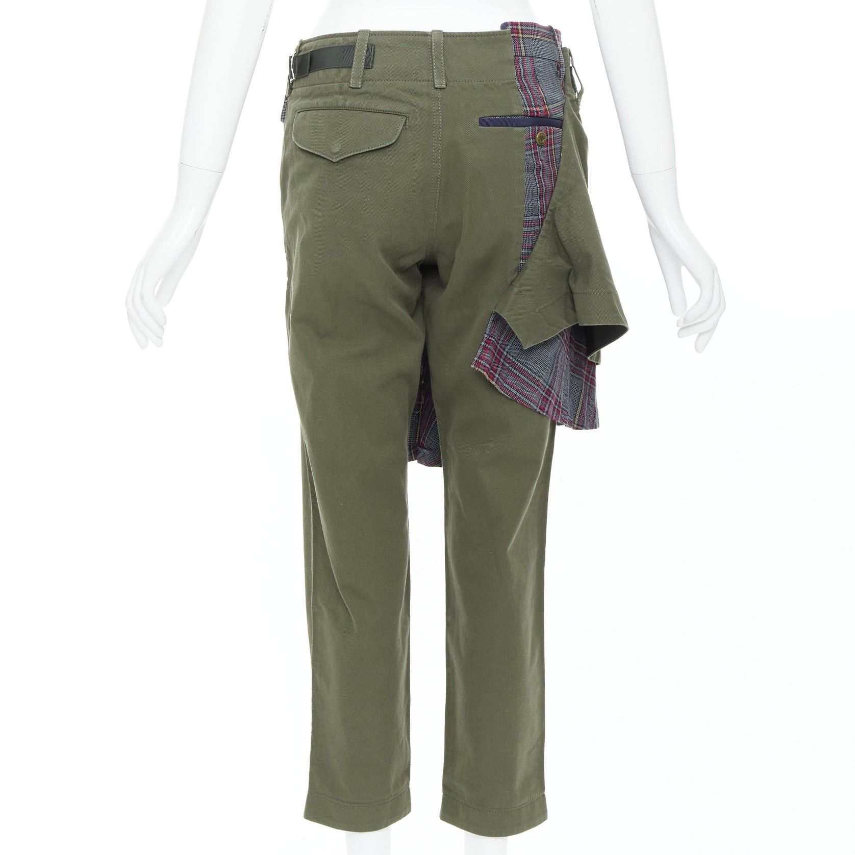 Sacai SACAI 2018 khaki cotton deconstructed check wool kilt pants JP2 M Size 28" / US 6 / IT 42 - 5 Thumbnail