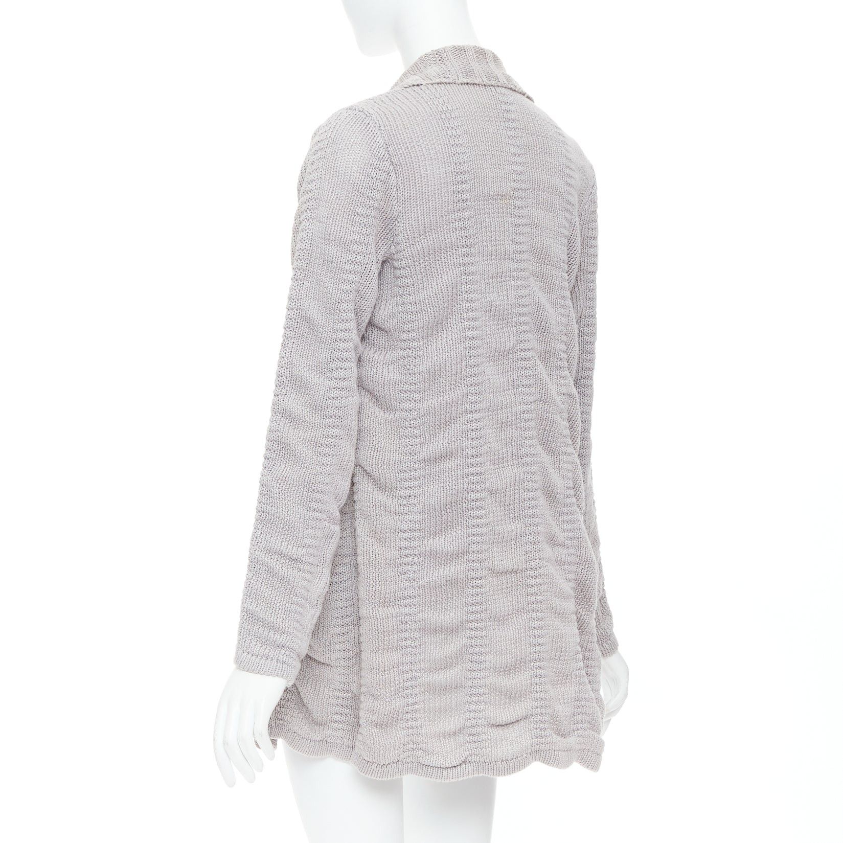 Helmut Lang HELMUT LANG 100% linen light grey knit long sleeve open cardigan XS Size S / US 4 / IT 40 - 6 Thumbnail