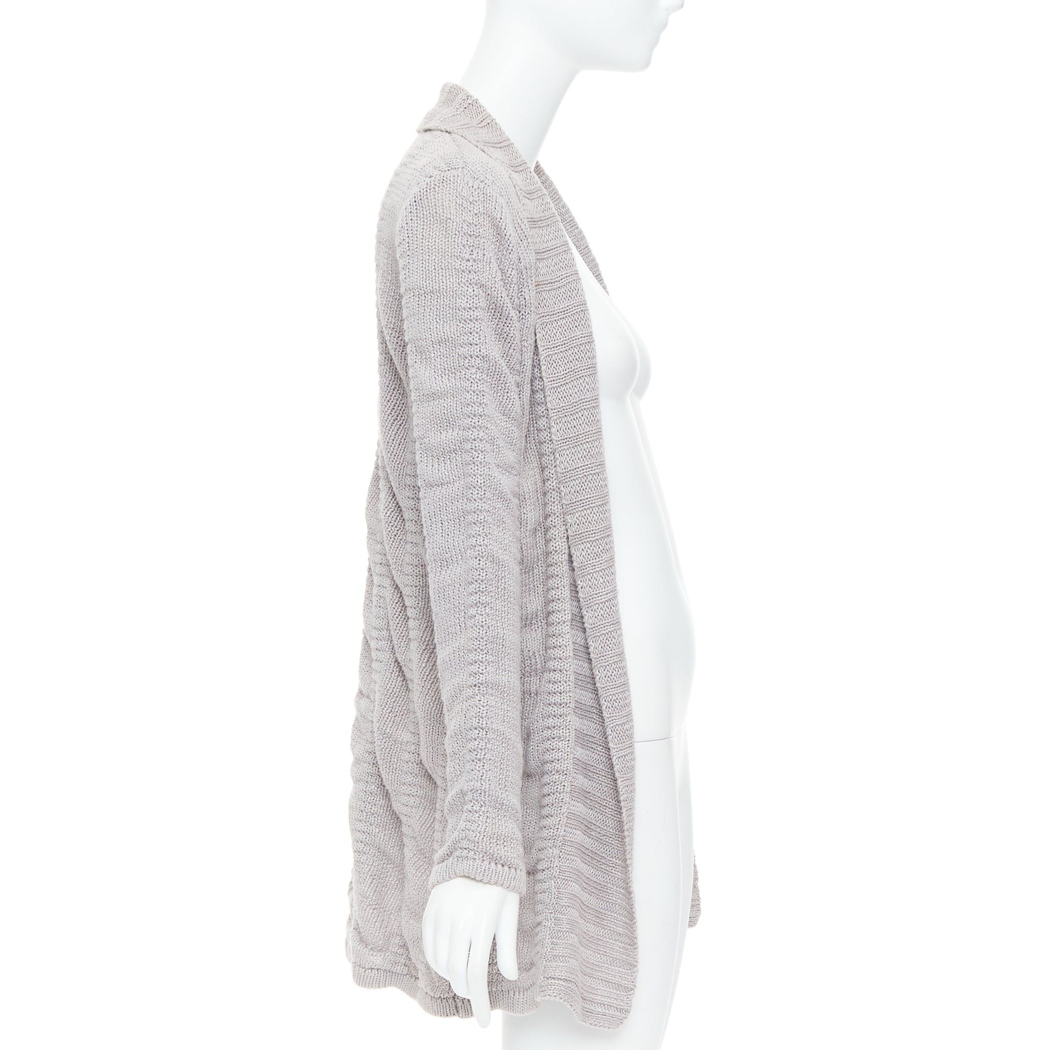 Helmut Lang HELMUT LANG 100% linen light grey knit long sleeve open cardigan XS Size S / US 4 / IT 40 - 4 Thumbnail