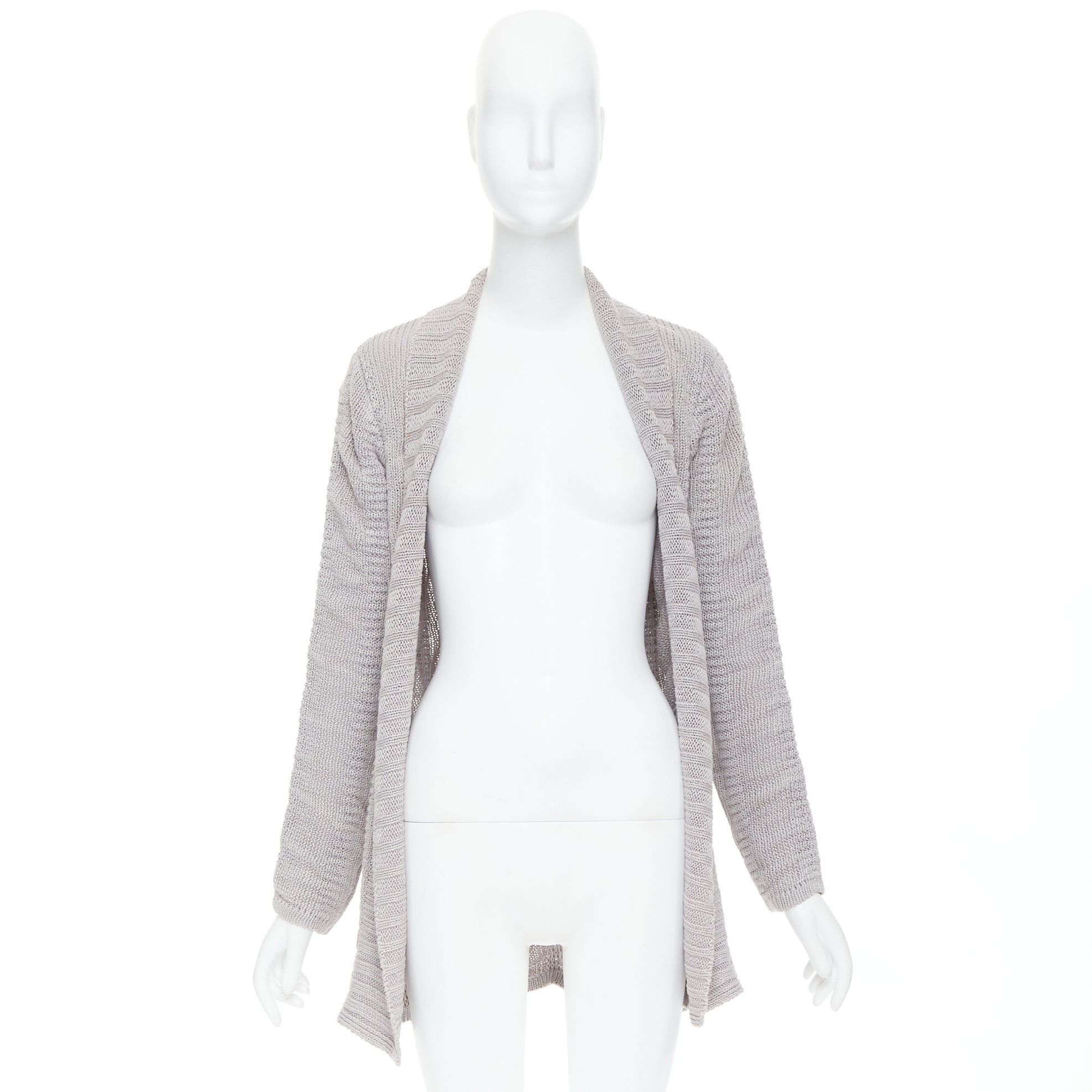Helmut Lang HELMUT LANG 100% linen light grey knit long sleeve open cardigan XS Size S / US 4 / IT 40 - 9 Thumbnail