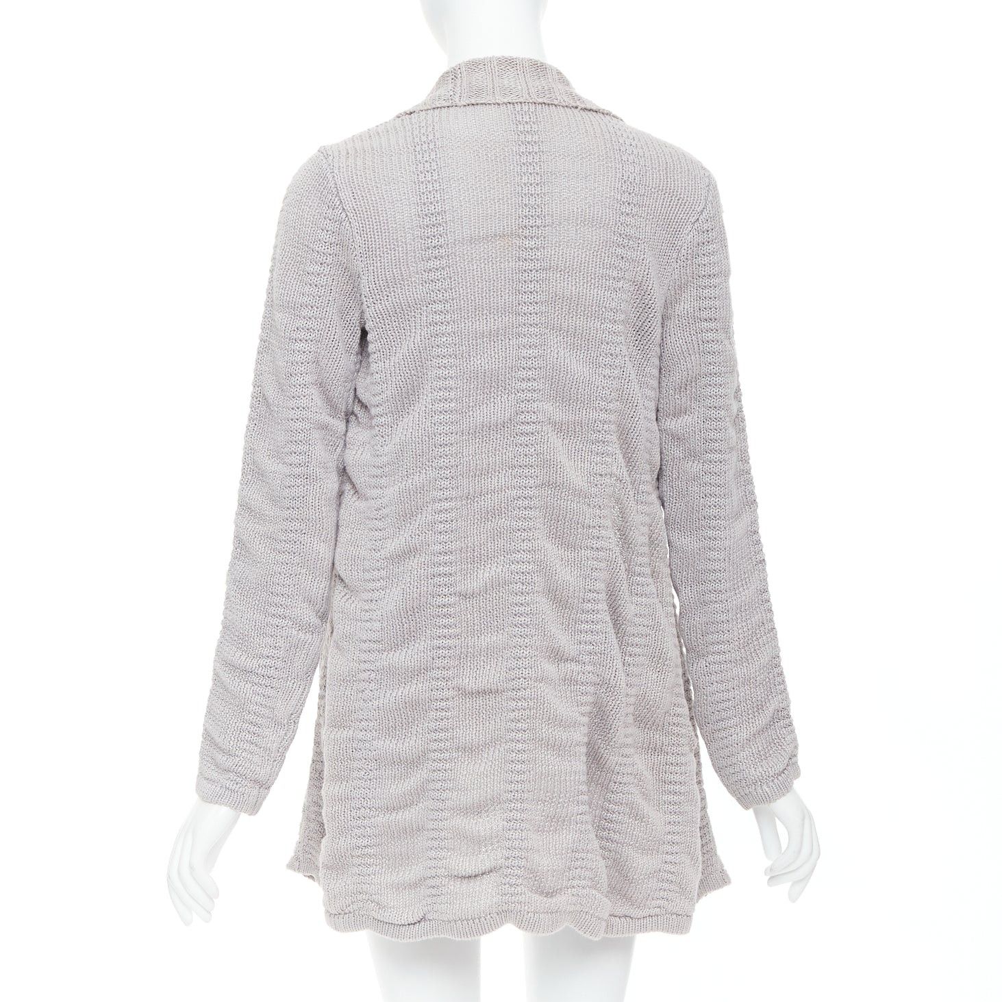 Helmut Lang HELMUT LANG 100% linen light grey knit long sleeve open cardigan XS Size S / US 4 / IT 40 - 5 Thumbnail