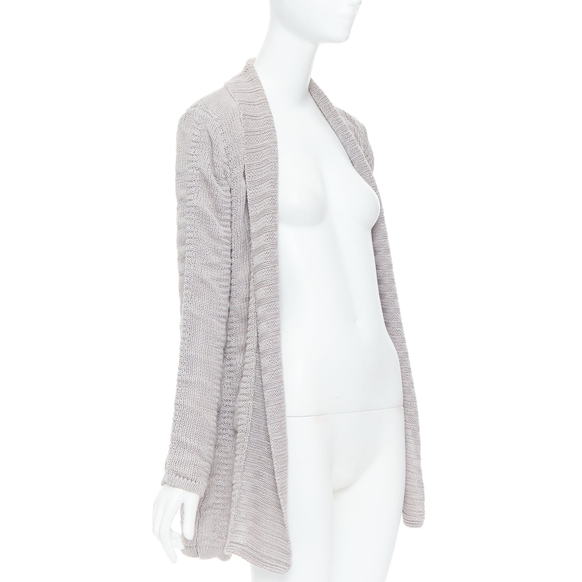 Helmut Lang HELMUT LANG 100% linen light grey knit long sleeve open cardigan XS Size S / US 4 / IT 40 - 3 Thumbnail