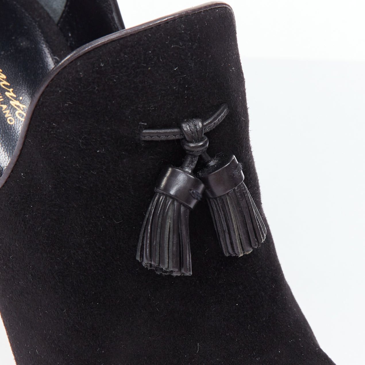 Gianvito Rossi GIANVITO ROSSI black suede leather tassel front stiletto booties EU37.5 Size US 7.5 / IT 37.5 - 7 Thumbnail