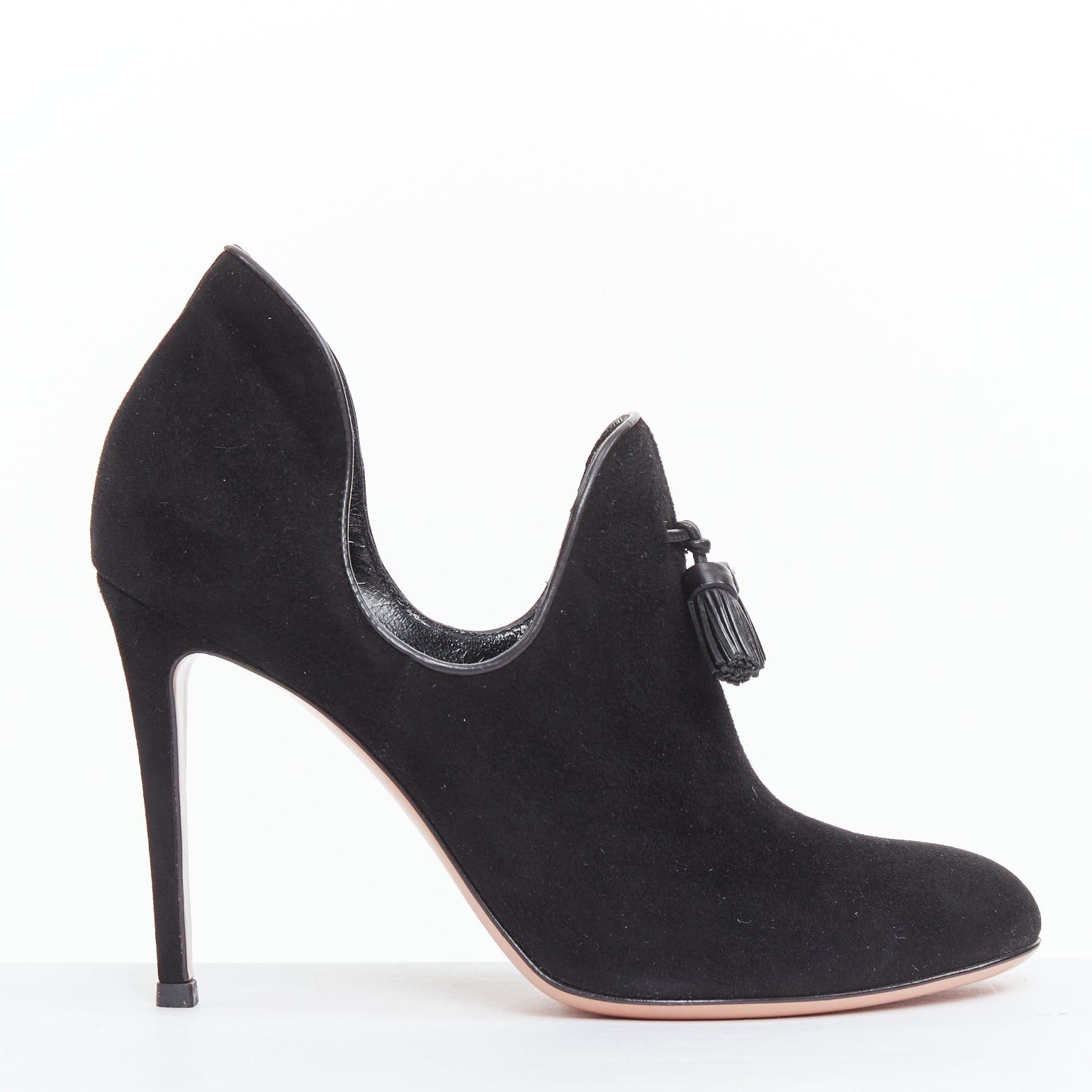 Gianvito Rossi GIANVITO ROSSI black suede leather tassel front stiletto booties EU37.5 Size US 7.5 / IT 37.5 - 2 Thumbnail