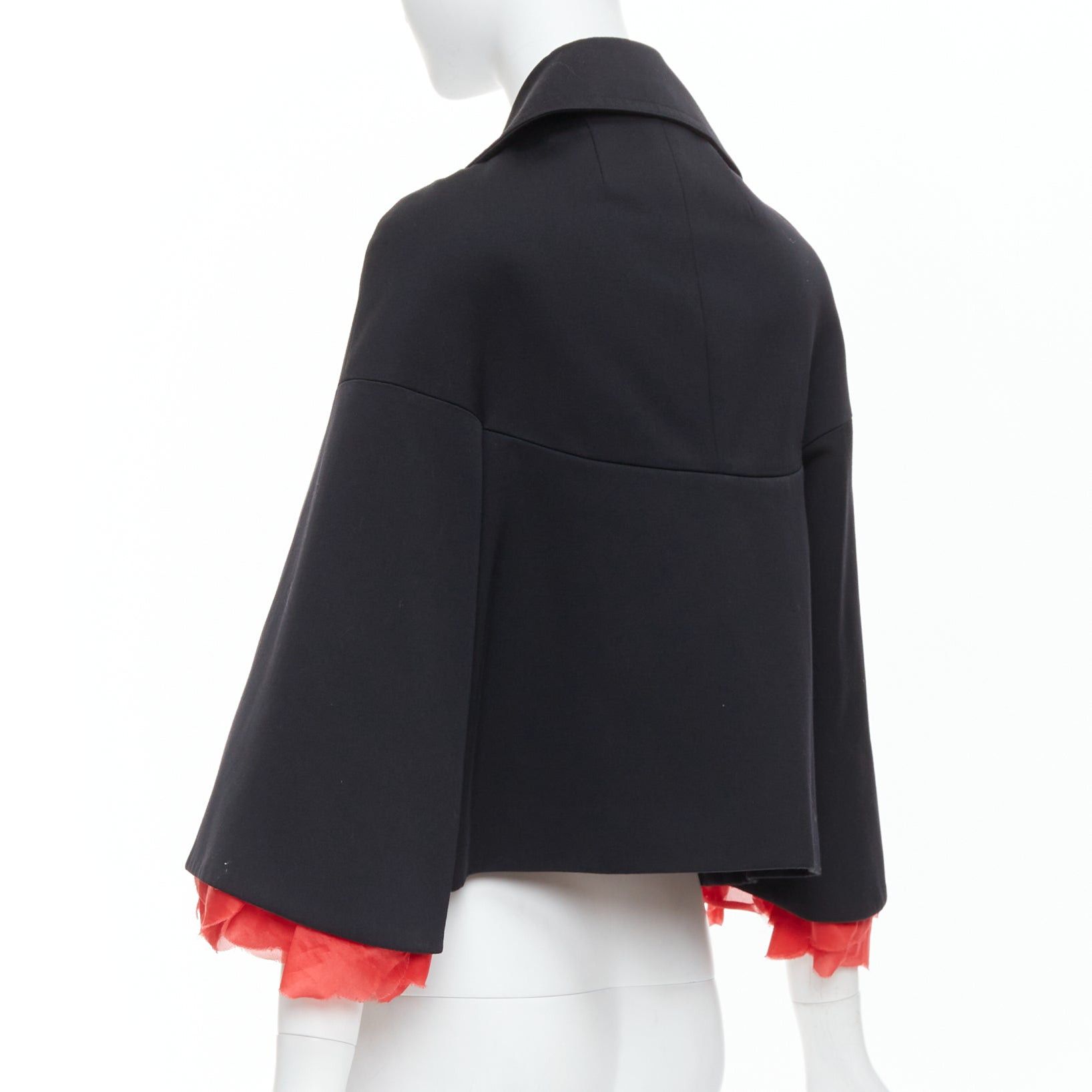 Other KEITA MARUYAMA black wool blend red petal cuffs flare biker jacket JP2 M Size M / US 6-8 / IT 42-44 - 7 Thumbnail