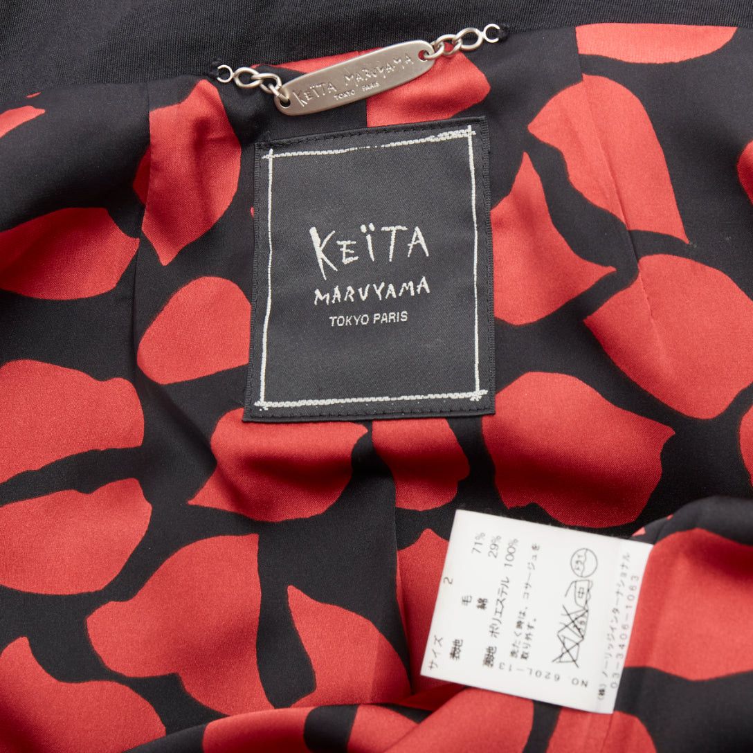 Other KEITA MARUYAMA black wool blend red petal cuffs flare biker jacket JP2 M Size M / US 6-8 / IT 42-44 - 9 Thumbnail