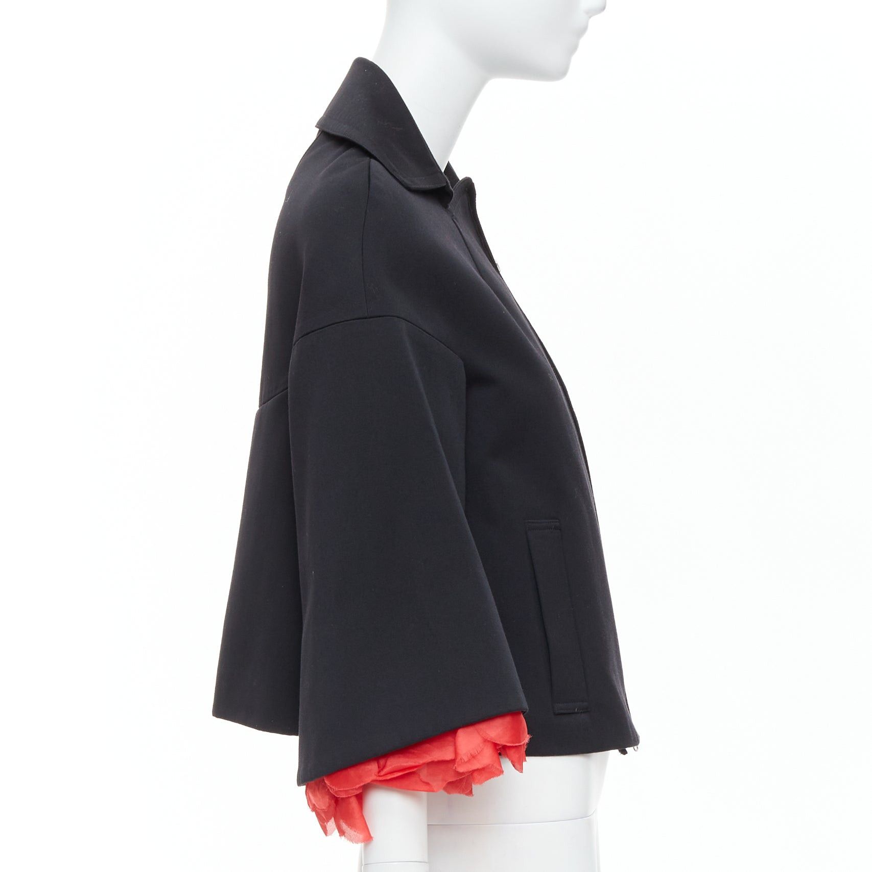 Other KEITA MARUYAMA black wool blend red petal cuffs flare biker jacket JP2 M Size M / US 6-8 / IT 42-44 - 5 Thumbnail